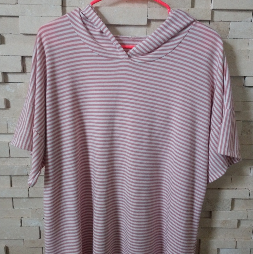 Maternity hooded striped top